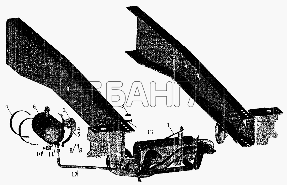 МАЗ МАЗ-6303 (2005) Схема Топливопроводы питания подогревателя на